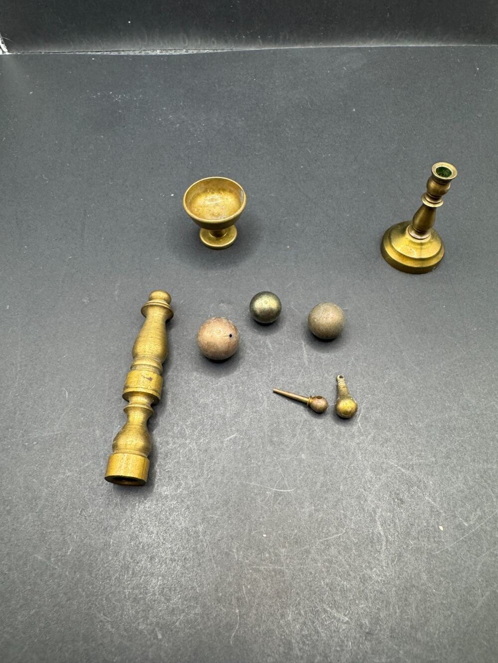 Vintage Lot of Miniature Brass Decorative Finial Oil Lamps Cups Candle Holder